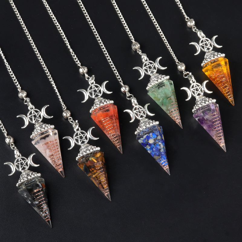 Classic Style Color Block Semi-precious Stone Patchwork Pendant Necklace