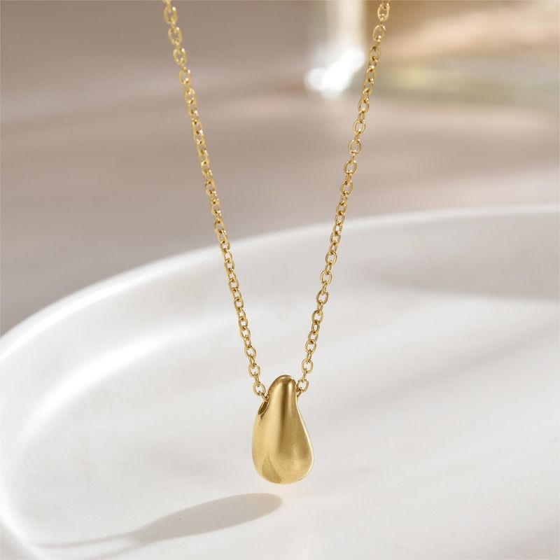 Vintage Style Water Droplets Stainless Steel Plating 18k Gold Plated Pendant Necklace