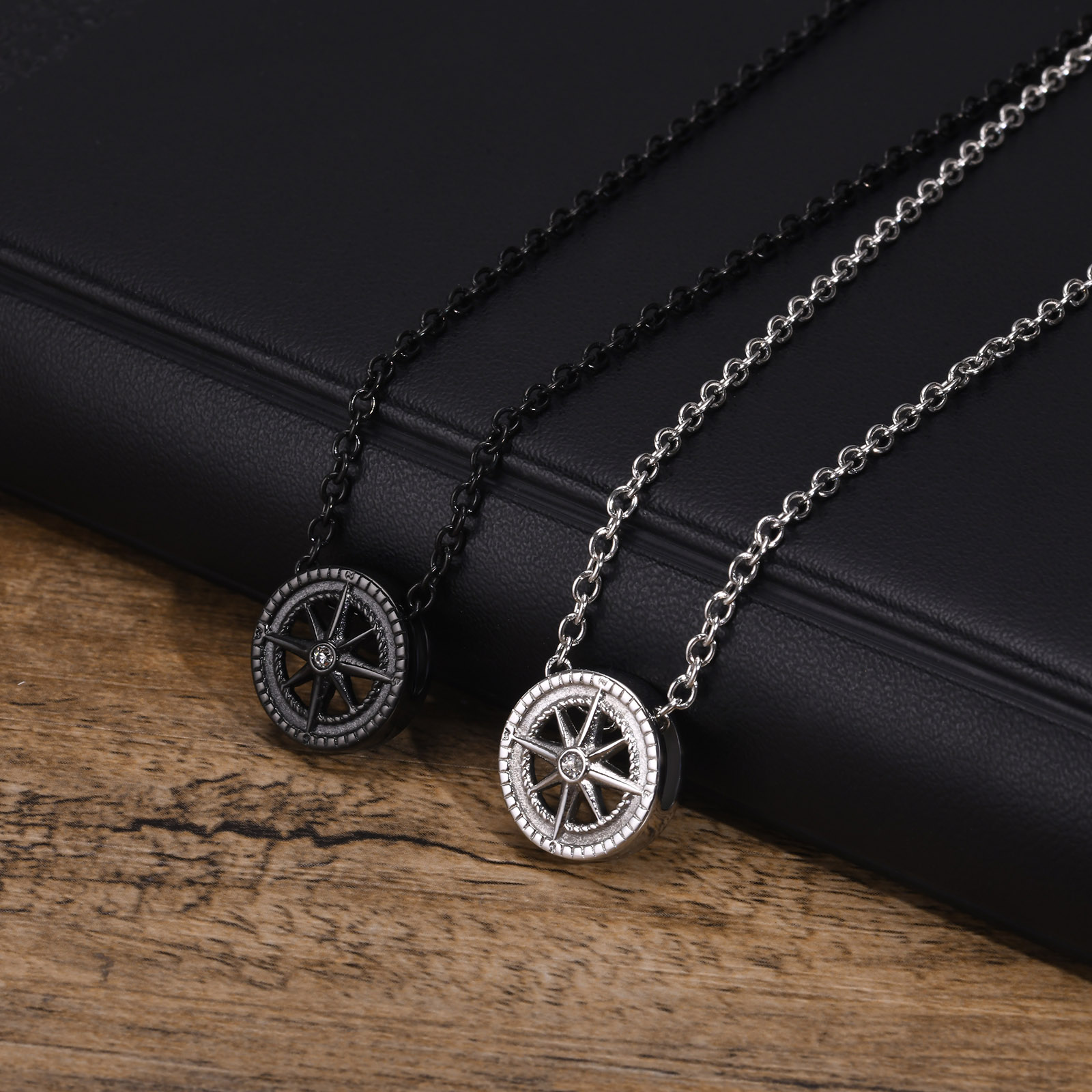 Basic Simple Style Round 304 Stainless Steel Inlay Zircon Men's Pendant Necklace