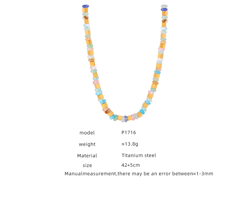 Bohemian Tropical Pastoral Colorful Natural Stone Plating 18k Gold Plated Necklace