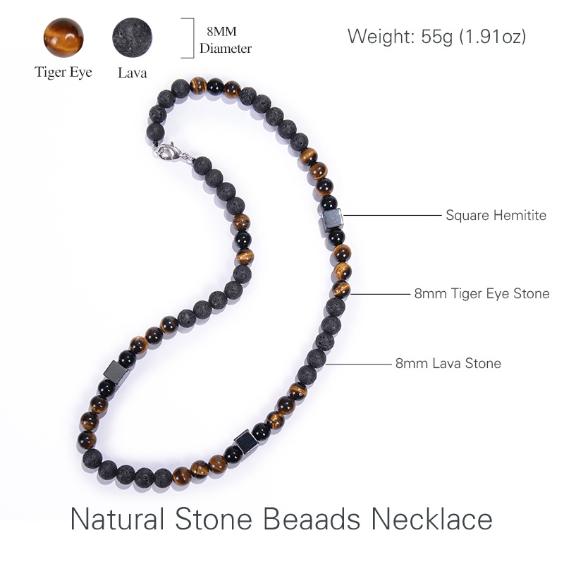 Basic Classic Style Geometric Natural Stone Men's Necklace