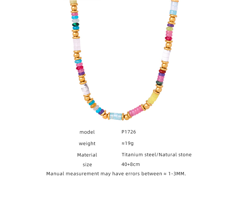 Elegant Simple Style Colorful Natural Stone Titanium Steel 18k Gold Plated Necklace In Bulk