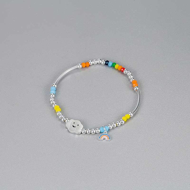 Casual Basic Clouds Rainbow Sterling Silver Bracelets