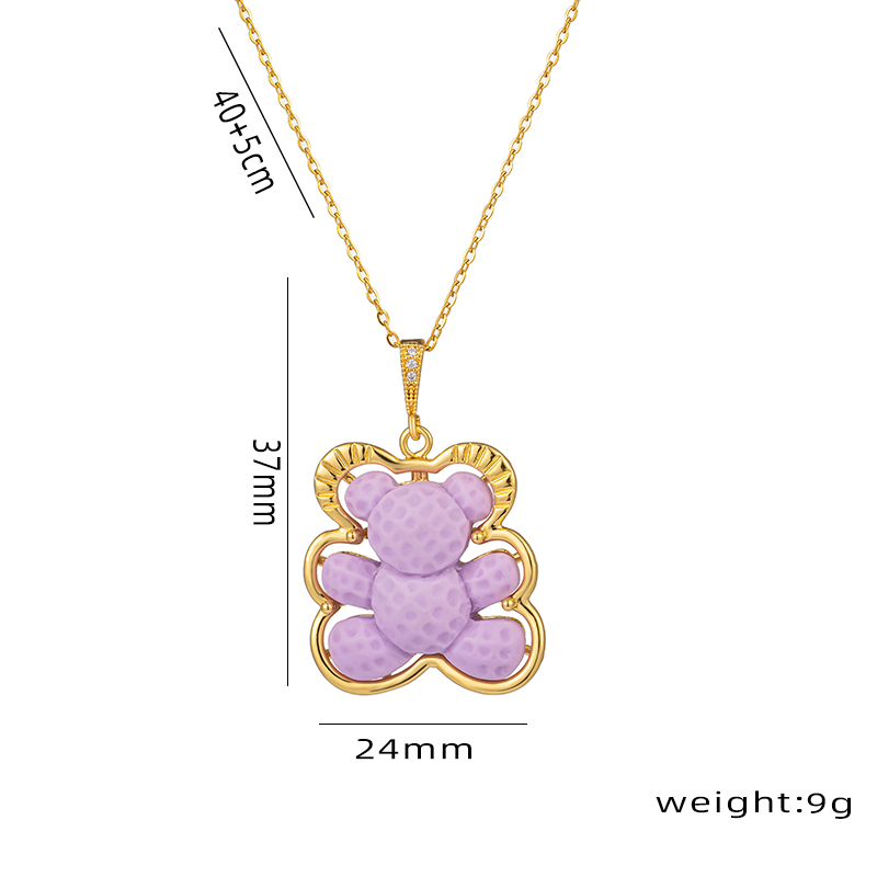 Wholesale Cute Little Bear Titanium Steel Pendant Necklace