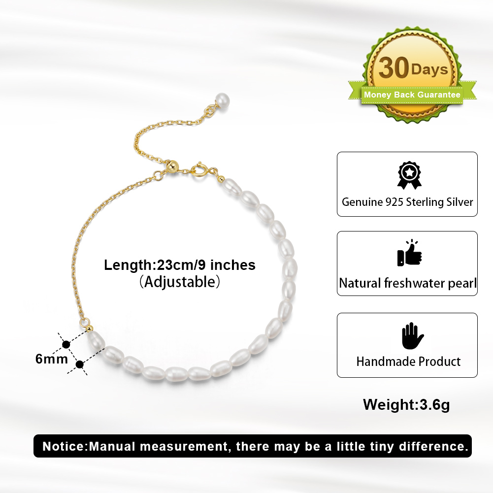 Elegant Baroque Style Simple Style Geometric Solid Color Freshwater Pearl Sterling Silver Plating 14k Gold Plated Bracelets