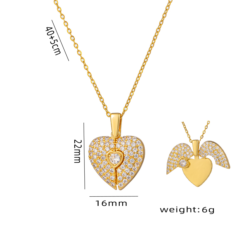 Wholesale Ig Style Classic Style Heart Shape Stainless Steel Plating Inlay 18k Gold Plated Zircon Pendant Necklace