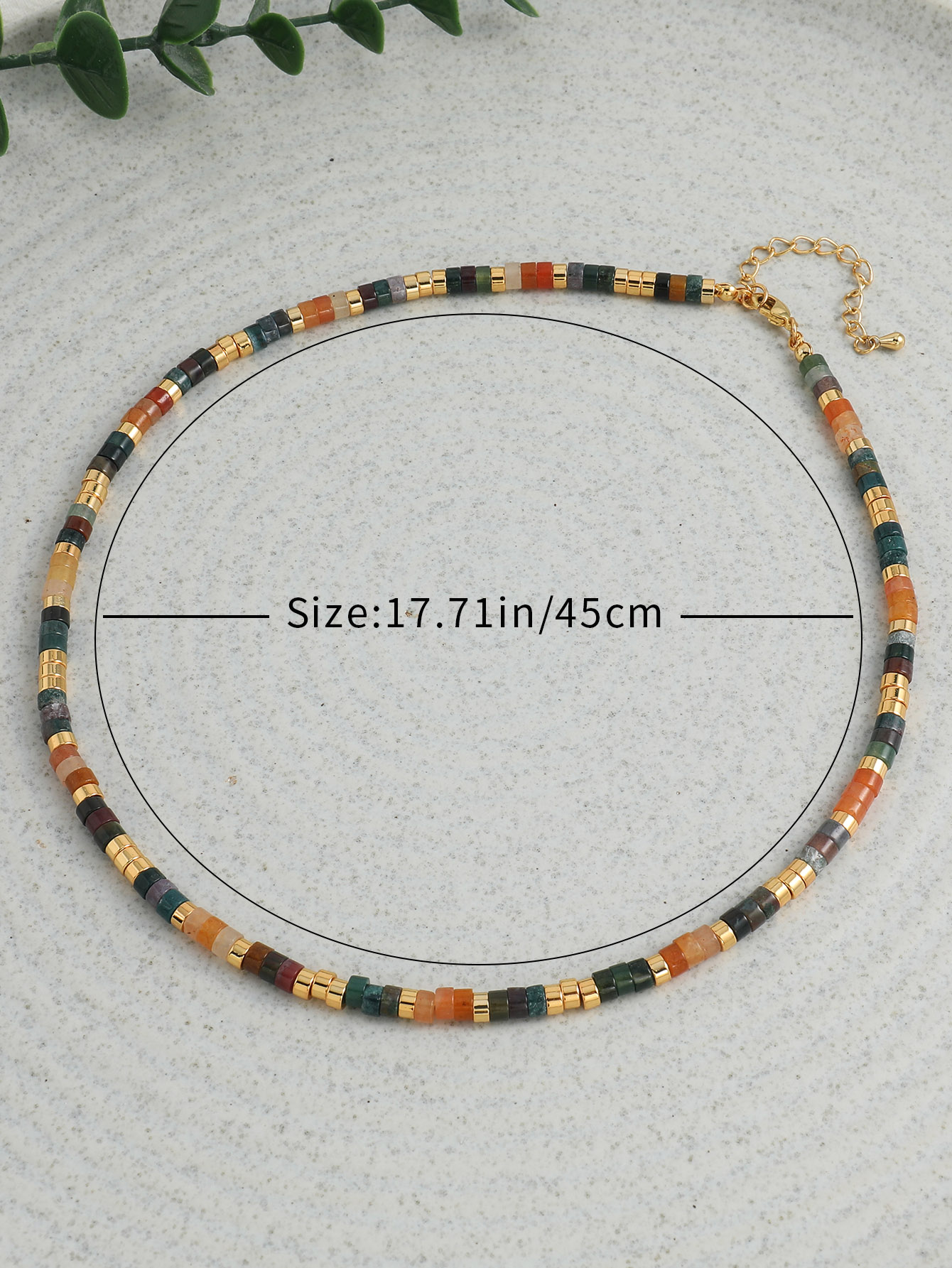 Bohemian Color Block Natural Stone Copper Beaded Handmade Necklace