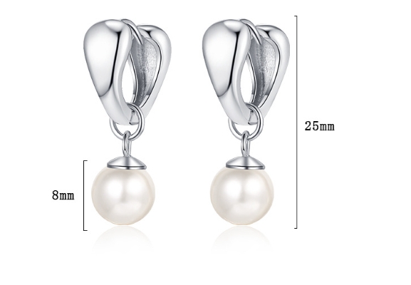 1 Pair Casual Pearl Plating Inlay Sterling Silver Shell 24k Gold Plated White Gold Plated Earrings