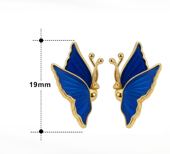 1 Pair Original Design Simple Style Animal Butterfly Polishing Enamel Plating Sterling Silver 14k Gold Plated White Gold Plated Ear Studs