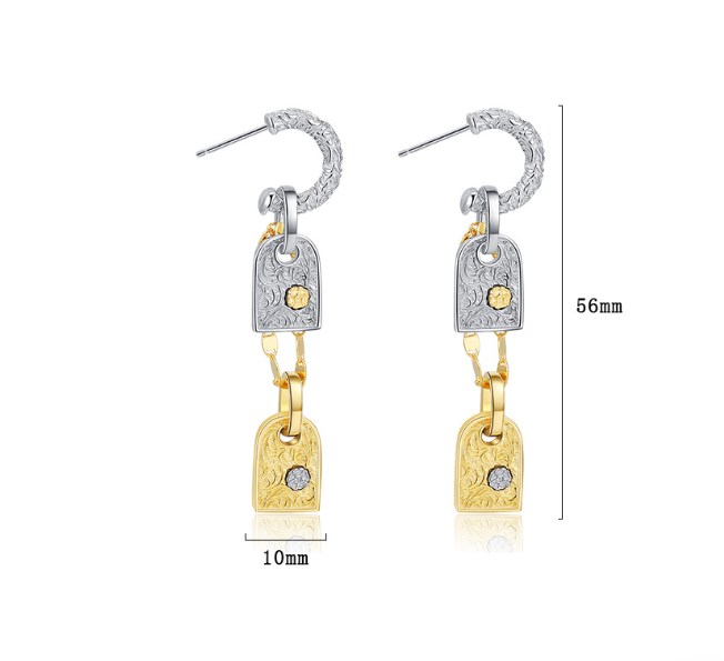 1 Pair Retro Geometric Plating Sterling Silver 24k Gold Plated White Gold Plated Drop Earrings