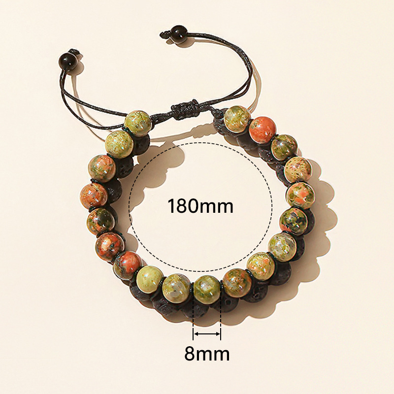 Casual Simple Style Geometric Volcanic Rock Tiger Eye Braid Bracelets