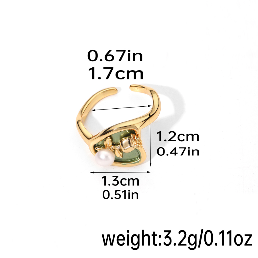 Elegant Classic Style Flower Copper Plating Inlay Freshwater Pearl Zircon 18k Gold Plated Rings