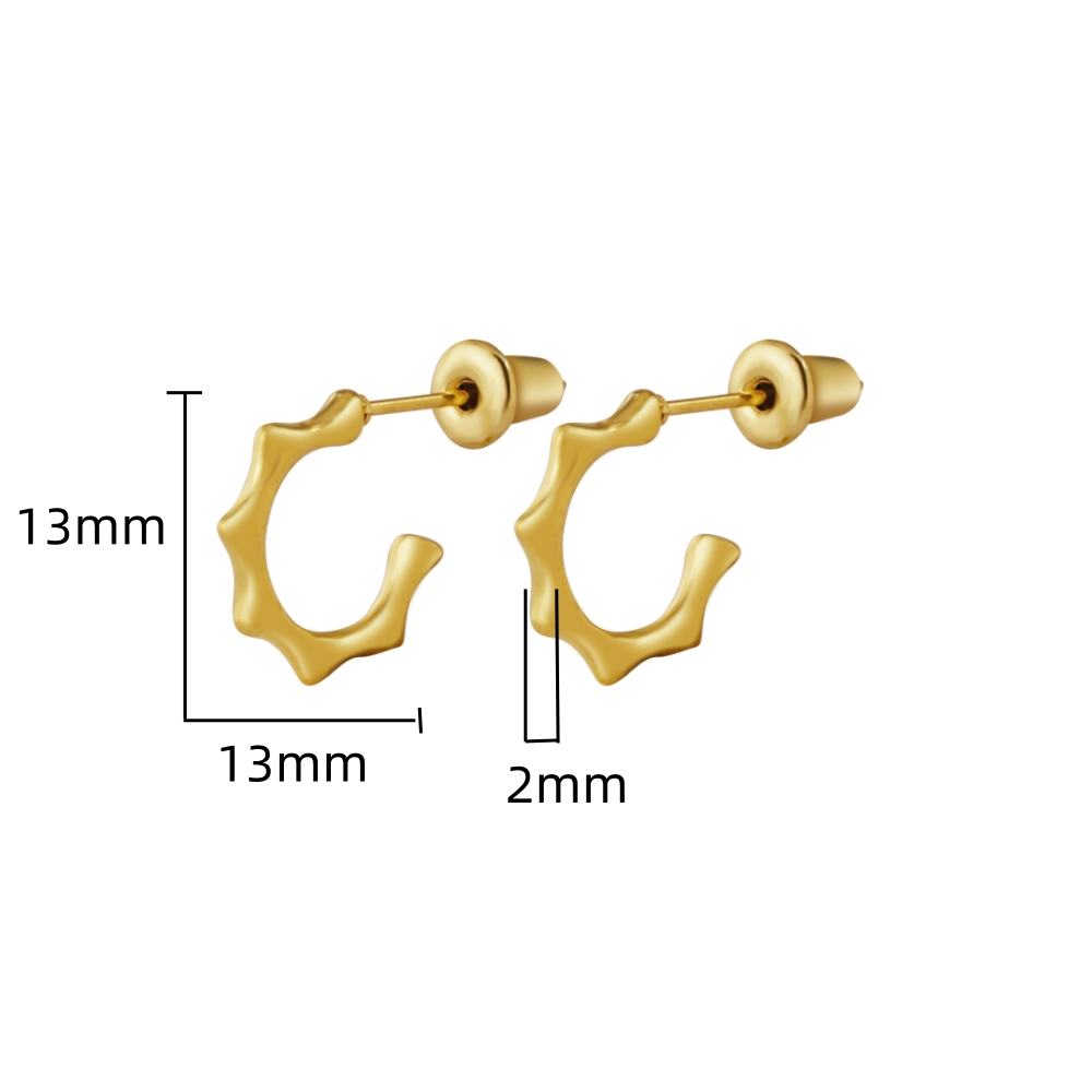 1 Pair IG Style Geometric 304 Stainless Steel 18K Gold Plated Ear Studs - 1