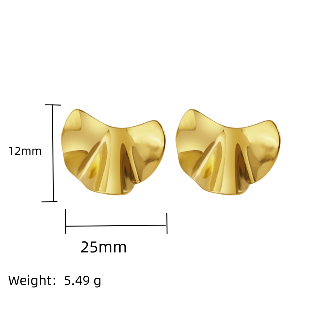 1 Pair IG Style Irregular 304 Stainless Steel 18K Gold Plated Ear Studs - 1