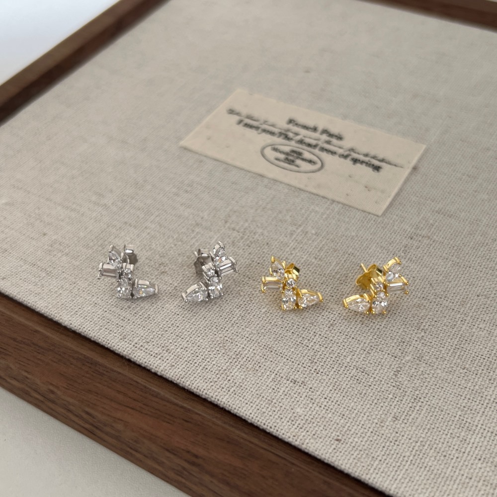 1 Pair Basic Simple Style Commute Butterfly Plating Inlay Sterling Silver Zircon Ear Studs