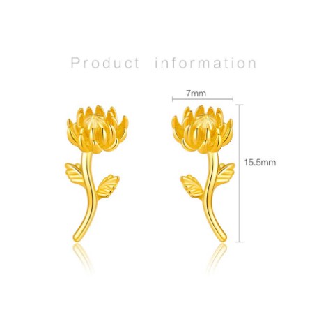 1 Pair Retro Sweet Flower Sterling Silver 18K Gold Plated Ear Studs