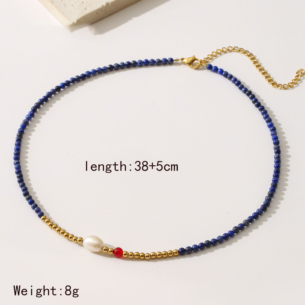 304 Stainless Steel Beaded 18K Gold Plated Simple Style Commute Beaded Round Pendant Necklace