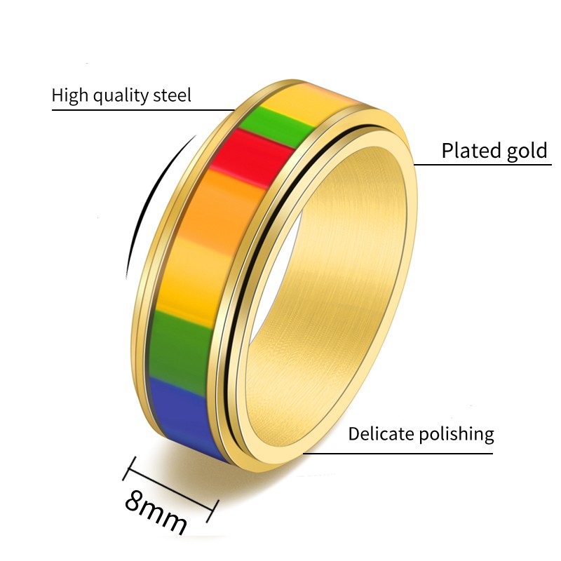 304 Stainless Steel 18K Gold Plated Glam Luxurious Polishing Epoxy Plating Stripe Rings